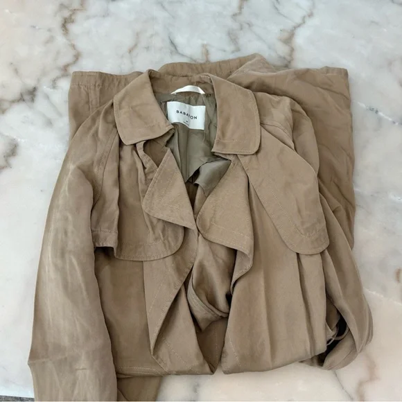 Aritzia Babaton Lawson Beige Tan Trench Coat Sz M 100% Lyocell - Picture 12 of 15